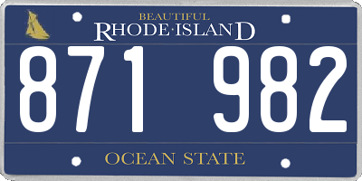 RI license plate 871982