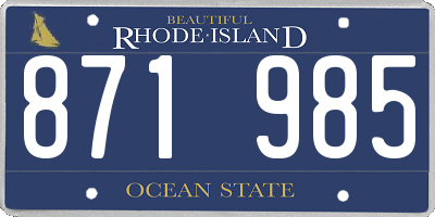 RI license plate 871985