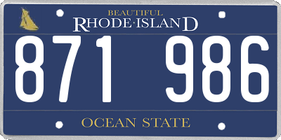RI license plate 871986