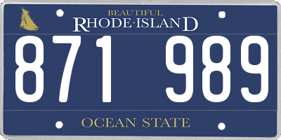 RI license plate 871989