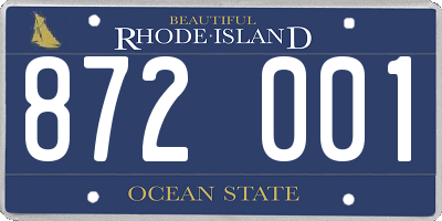 RI license plate 872001
