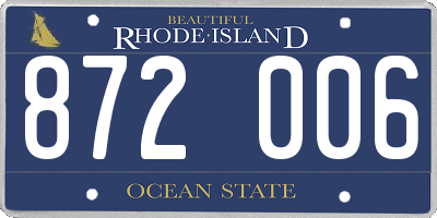 RI license plate 872006