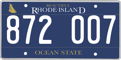 RI license plate 872007