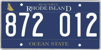 RI license plate 872012