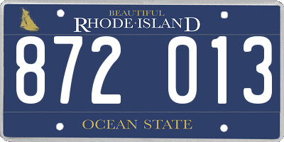 RI license plate 872013