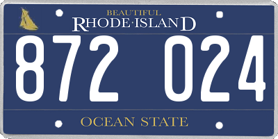 RI license plate 872024