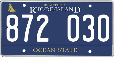 RI license plate 872030