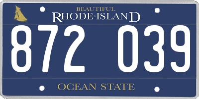 RI license plate 872039