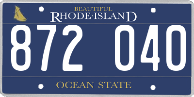 RI license plate 872040