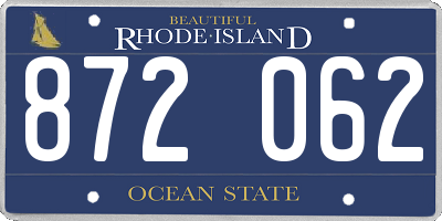 RI license plate 872062