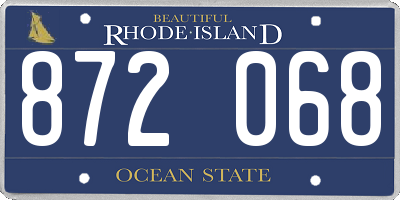RI license plate 872068
