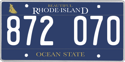 RI license plate 872070