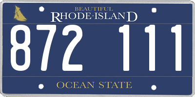 RI license plate 872111