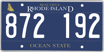 RI license plate 872192