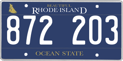 RI license plate 872203