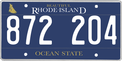 RI license plate 872204