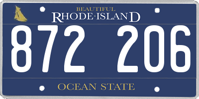 RI license plate 872206