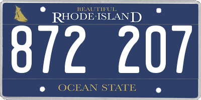 RI license plate 872207
