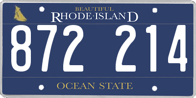 RI license plate 872214