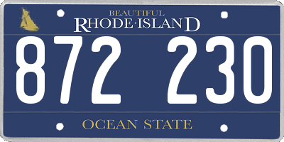RI license plate 872230