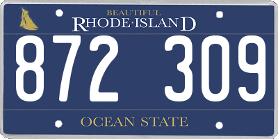 RI license plate 872309