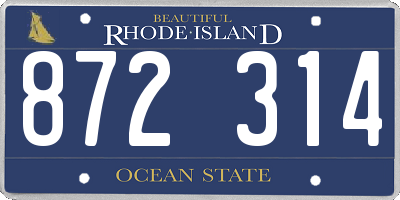 RI license plate 872314