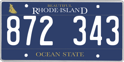 RI license plate 872343