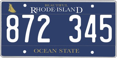 RI license plate 872345