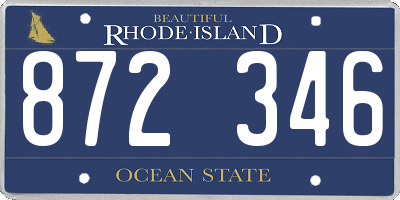 RI license plate 872346