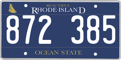 RI license plate 872385