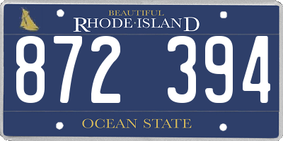RI license plate 872394