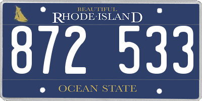 RI license plate 872533