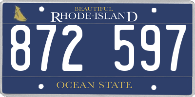 RI license plate 872597