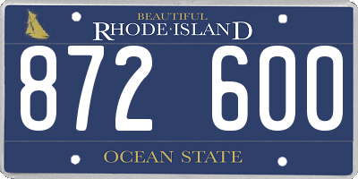 RI license plate 872600