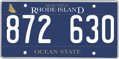 RI license plate 872630