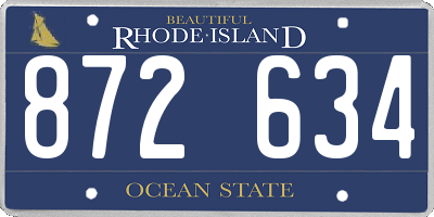 RI license plate 872634