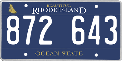 RI license plate 872643