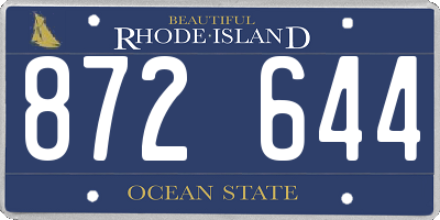RI license plate 872644