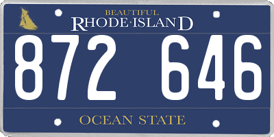 RI license plate 872646