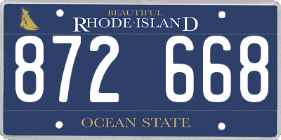 RI license plate 872668