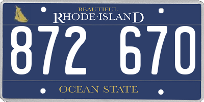 RI license plate 872670