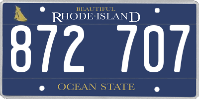 RI license plate 872707