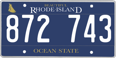 RI license plate 872743