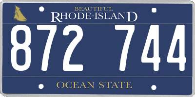 RI license plate 872744