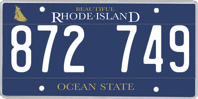 RI license plate 872749