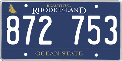 RI license plate 872753