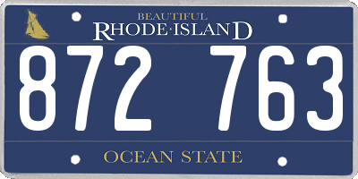 RI license plate 872763