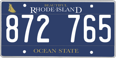 RI license plate 872765