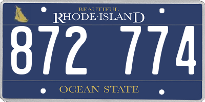 RI license plate 872774