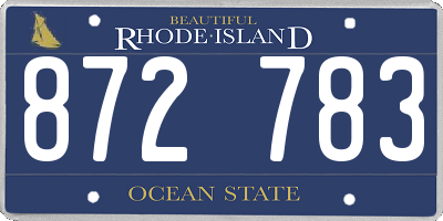 RI license plate 872783